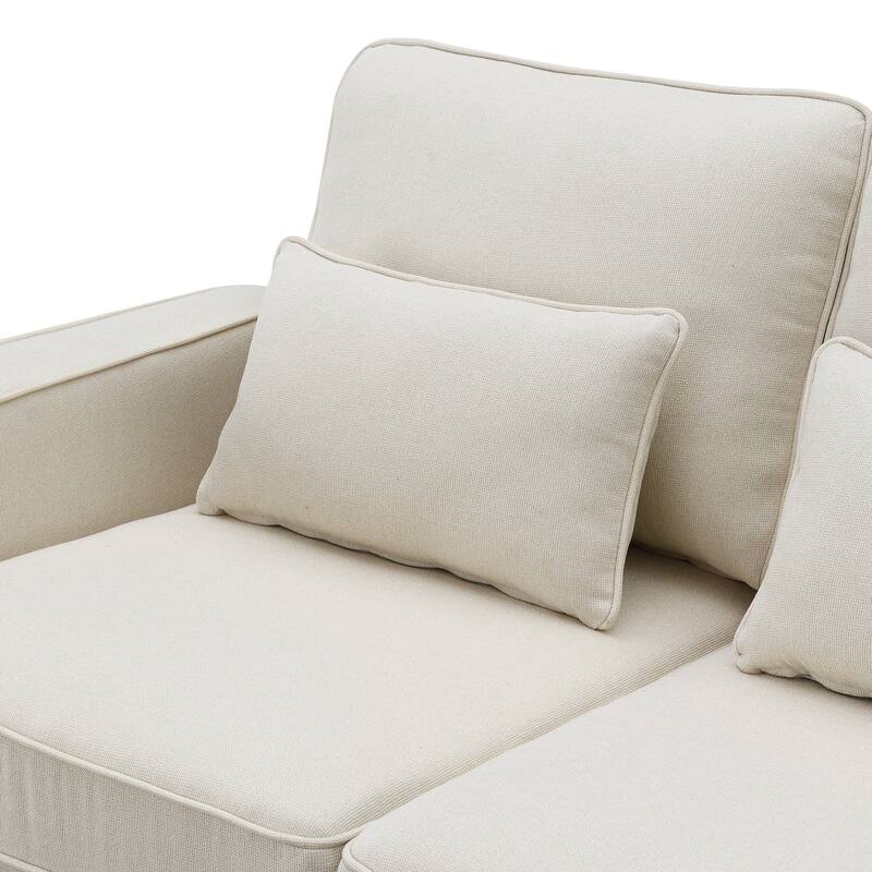 Modern 104" 4-Seater Linen Sofa with Storage Pockets and Pillows for Living Room