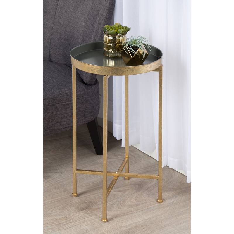 Kate and Laurel Celia Round Foldable Metal Accent Table