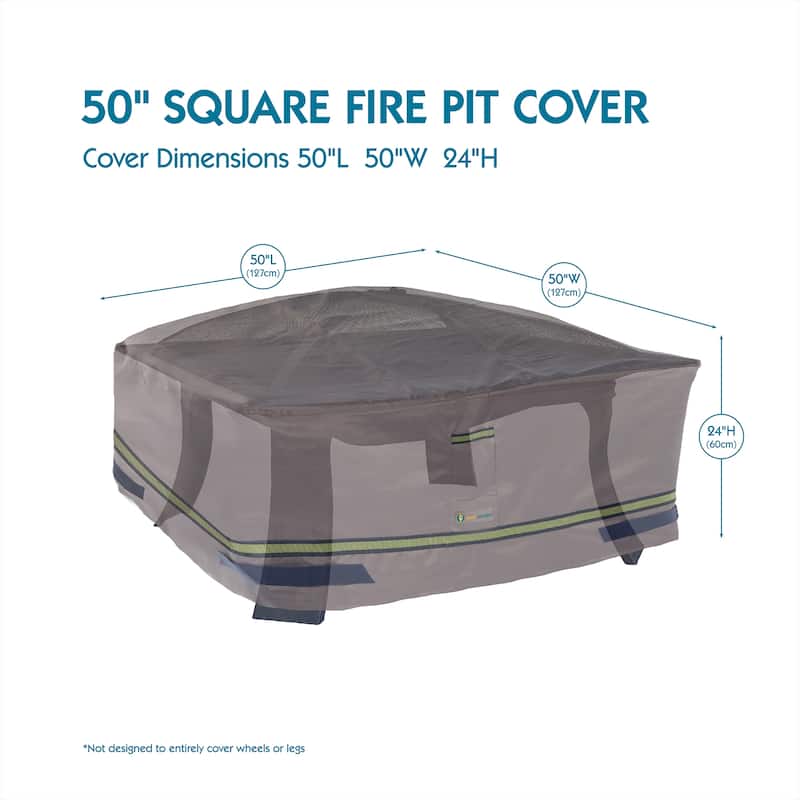 Duck Covers Soteria RainProof Square Fire Pit Cover - 50"l x 50"w x 24"h