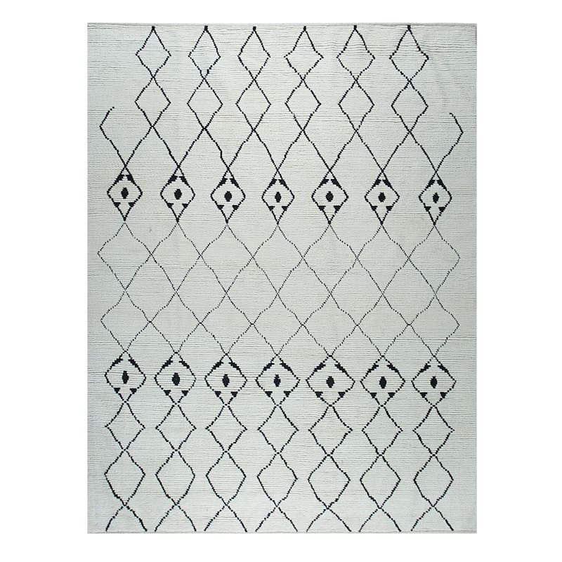 Hand-Knotted Wool Oushak Rug, 8' x 10', Ivory Area Rug, Luxurious Soft Texture for Living Rooms or Bedrooms - L