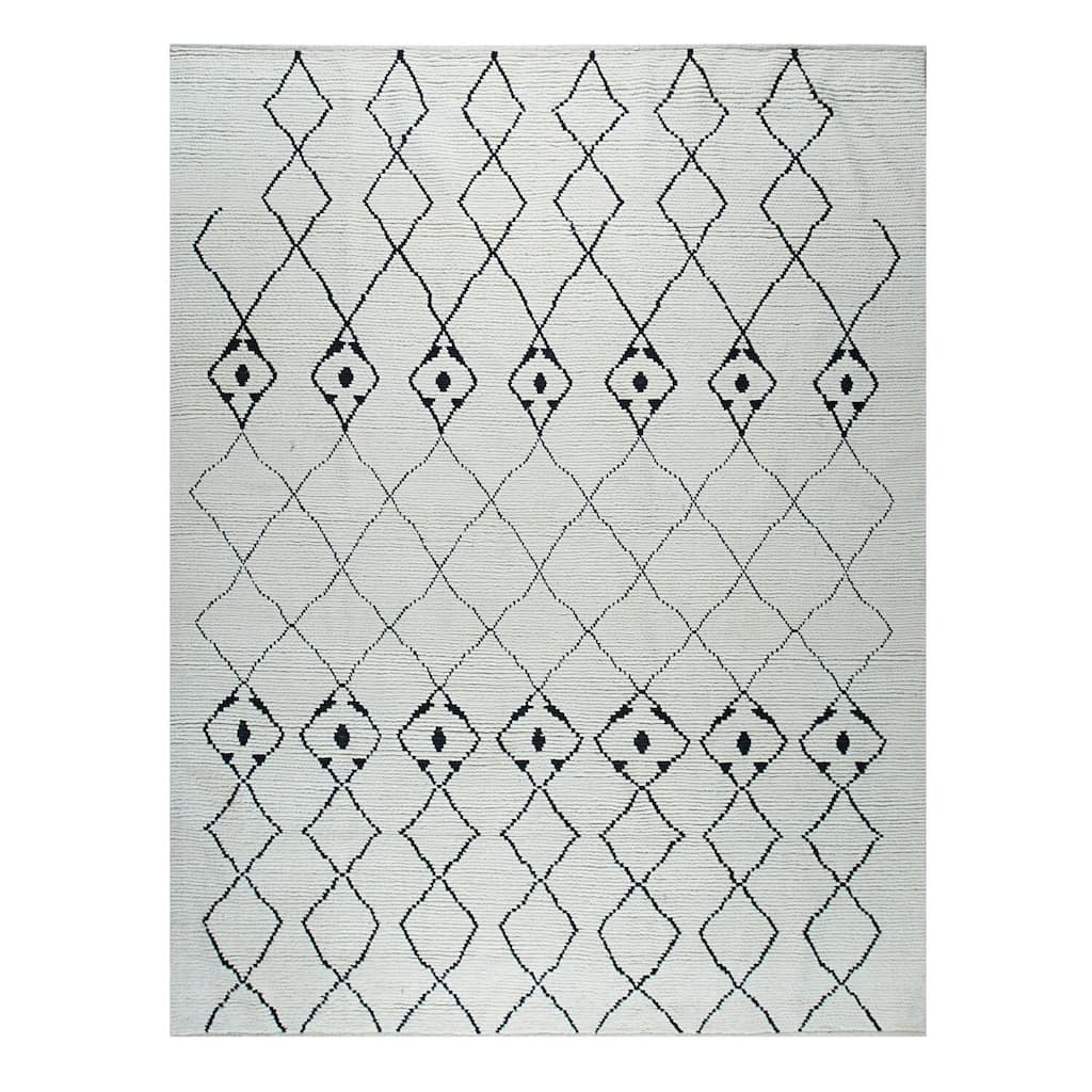 Hand-Knotted Wool Oushak Rug, 8' x 10', Ivory Area Rug, Luxurious Soft Texture for Living Rooms or Bedrooms - L
