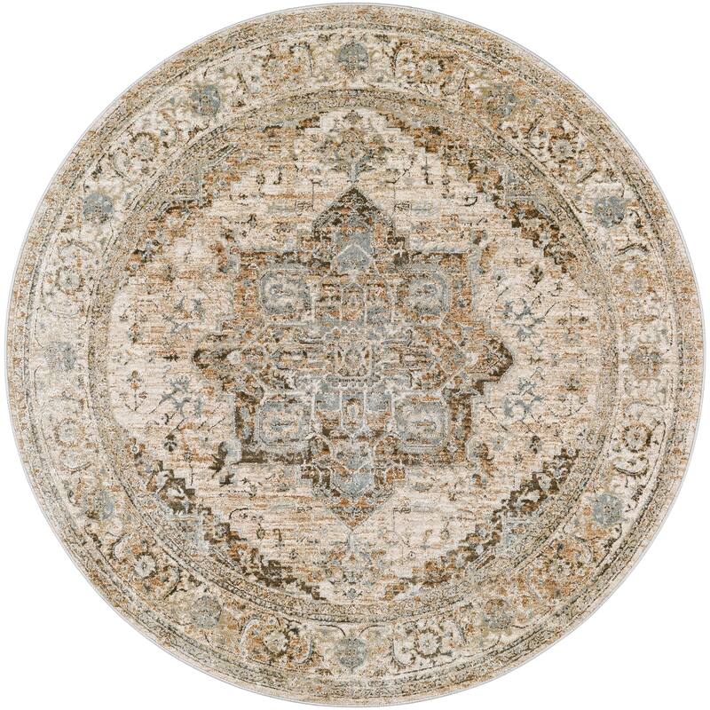Livabliss Traditional Brunswick Medallion Area Rug - 7'10" x 7'10" Round - Olive