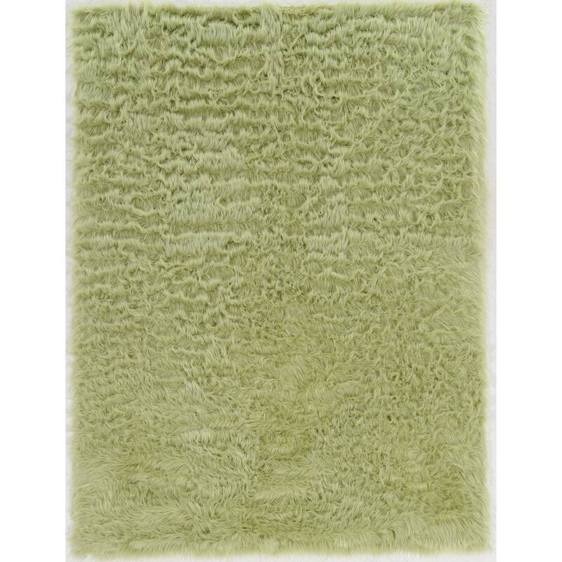 Linon Faux Sheepskin Shag Rug - 5' x 7' - Green