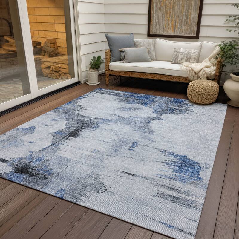 Machine Washable Indoor/ Outdoor Chantille Abstract Cloud Rug
