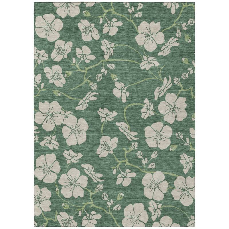 HomeRoots Floral Transitional Rectangle Outdoor Rug