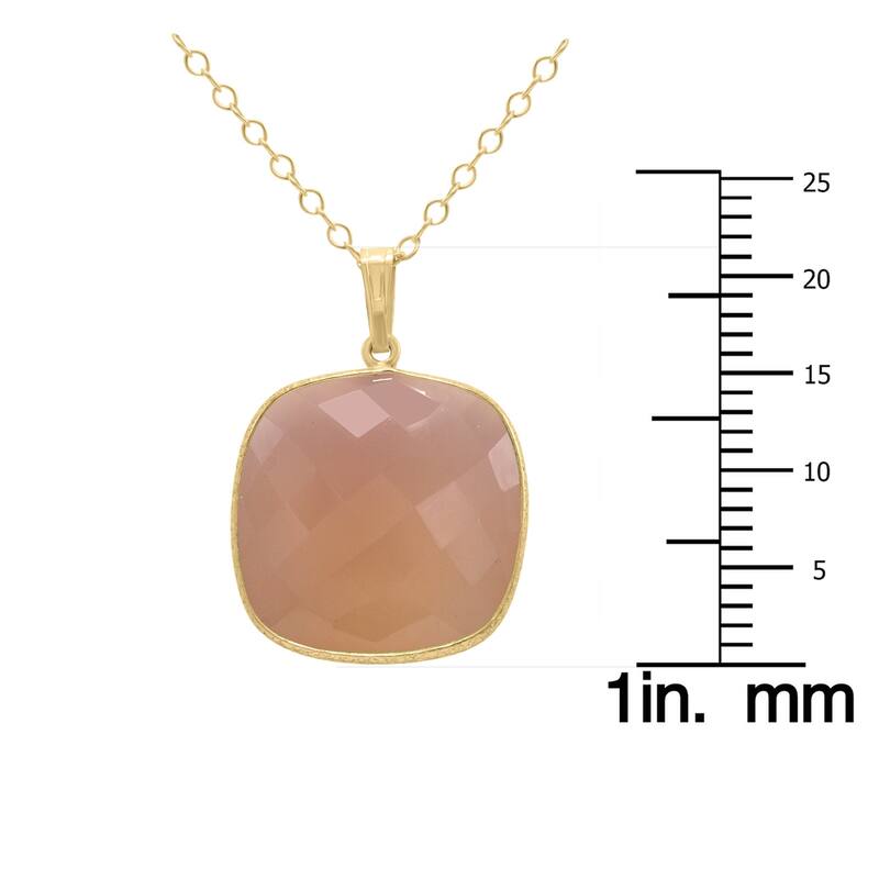 Marquee Jewels Pink Agatate Cushion Pendant in Plated Sterling Silver