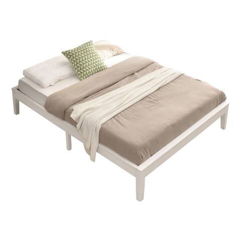 Better Home Stella Solid Pine Wood Full Platform Bed Frame - White