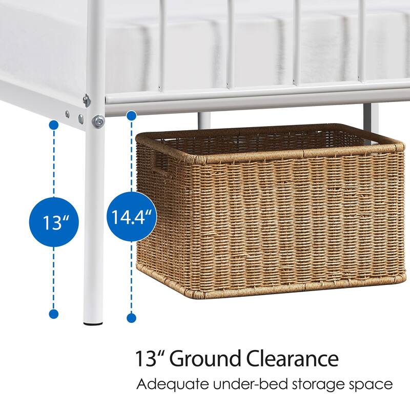 Yaheetech Minimalist Metal Platform Bed Frame with Spindle Headboard and Footboard