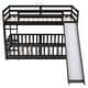 preview thumbnail 24 of 25, Twin over Twin Wood Bunk Bed with Convertible Ladder and Slide