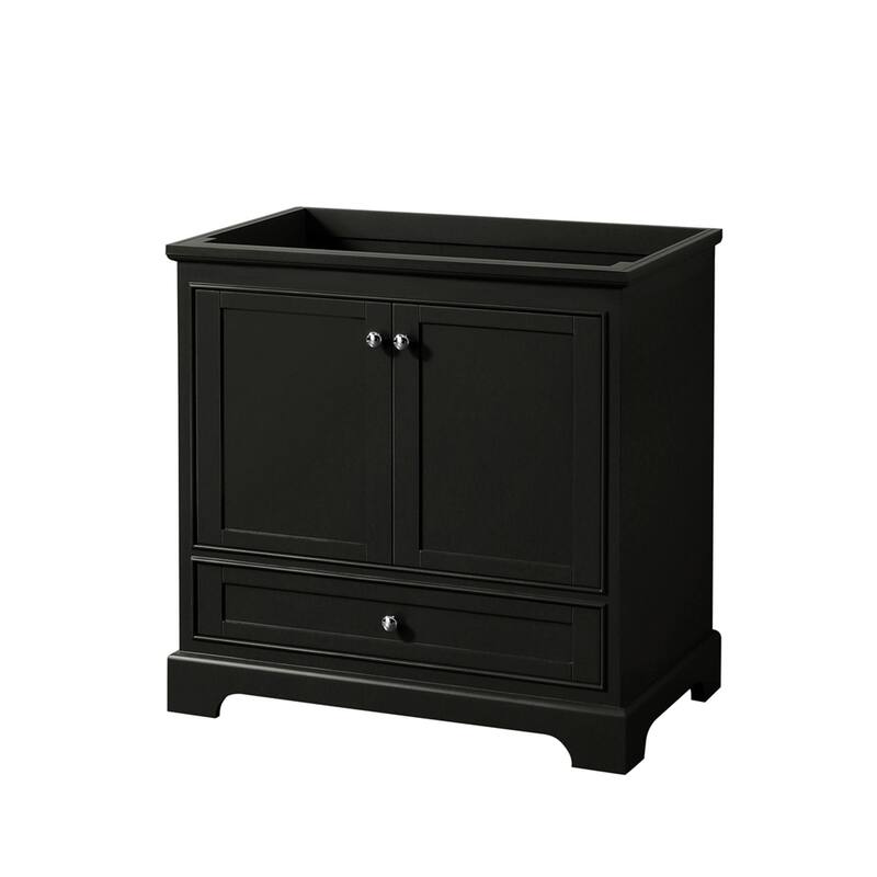 Wyndham Collection Deborah 35-1/4" Free Standing Single Wood Vanity - Dark Espresso / Polished Chrome Hardware
