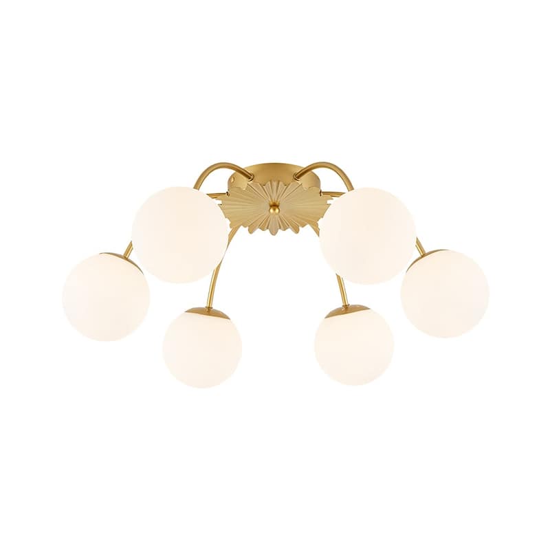 Mid-Century 12-Light Milky Glass Globe Sputnik Ceiling Light - 39in