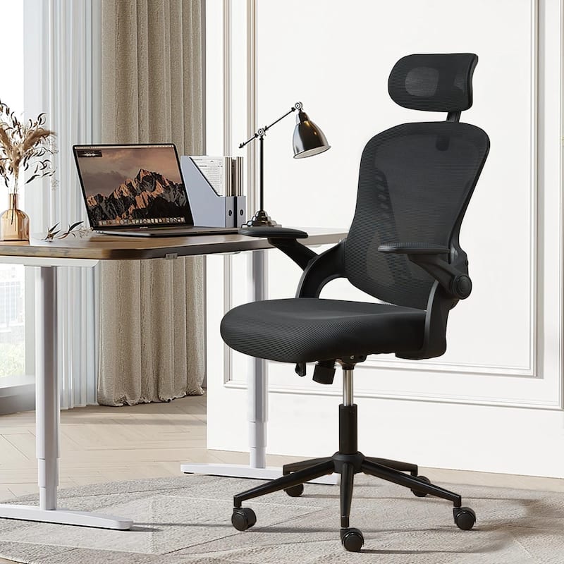 HOOOWOOO Ergonomic Adjustable Office Chair Mesh Swivel Task Chair with Flexible Arms