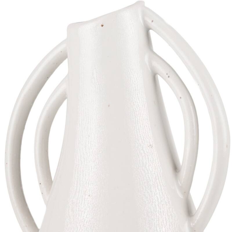 14" Off White Speckle Ceramic Amphora Table Vase - 7.09