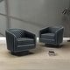 preview thumbnail 47 of 79, 2 Set Tufted PU Vegan Leather Swivel Barrel Chair with Nailheads Trim