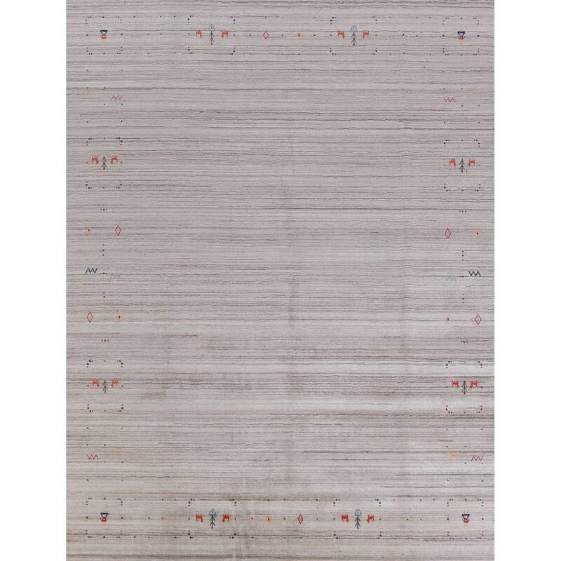 Hand Knotted Oriental 100% Wool Carpet Tribal Tribal Greys & Charcoal Gabbeh Area Rug - 10' 1'' X 8' 2''