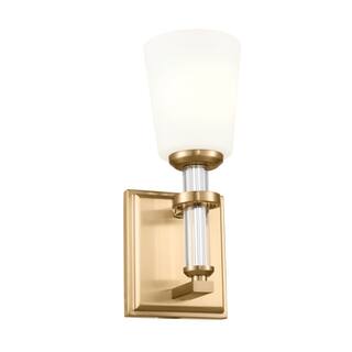 Kichler Lighting Rosalind 1-Light Brushed Natural Brass Wall Sconce with Glass Shade - 12.5 in