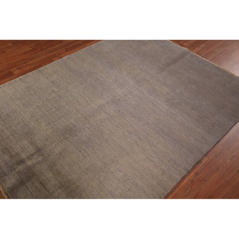 Gray & Beige Gabbeh Modern Area Rug Hand-Knotted Wool Carpet - 4'9" x 6'5"