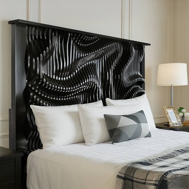 Bergen Wave Headboard with LED Lights Platform Bed by iNSPIRE Q Modern