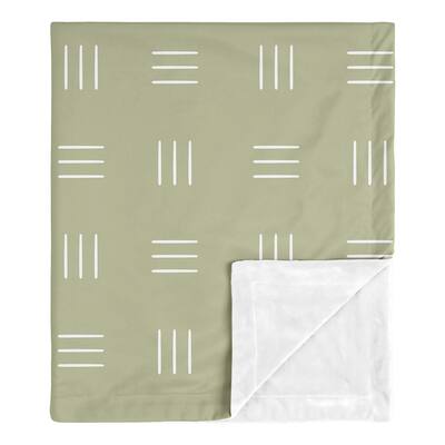 Sage Green Boho Mudcloth Baby Receiving Security Swaddle Blanket White Bohemian Woodland Tribal Southwest Hatch Triple Line