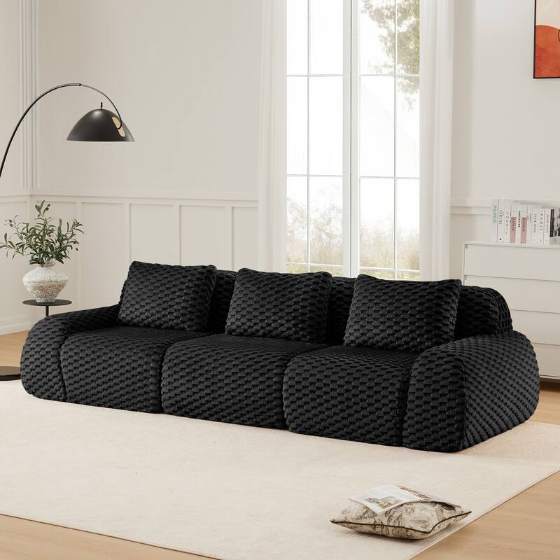 114" Modern Modular Sectional Sofa for Living Room,Flannelette Fabric,Oversized 3-Seater Couch,boneless sofa,Deep Seat