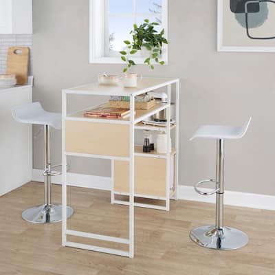 The Gray Barn Morello Upholstered 3-Piece Bar Set with Storage Space