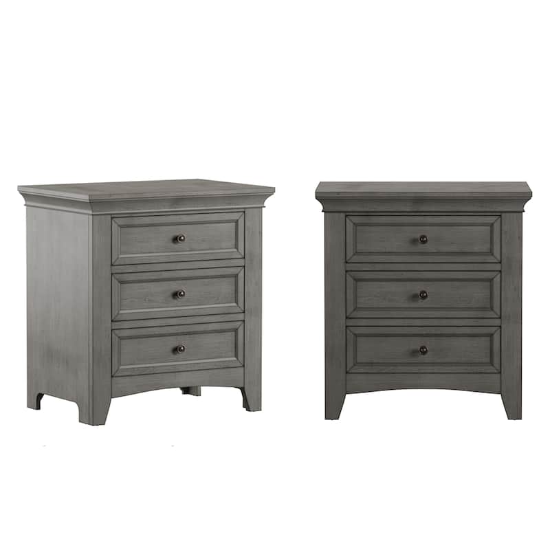 Varenna 3-Drawer Wood Modular Storage Nightstand with Charging Station - Grey