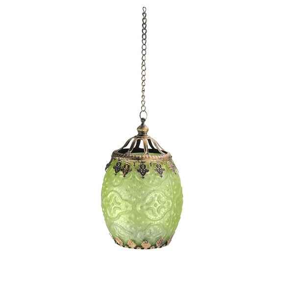 6.25" Lime Green Chic Bohemian Glass Tea Light Candle Holder Lantern. Opens flyout.