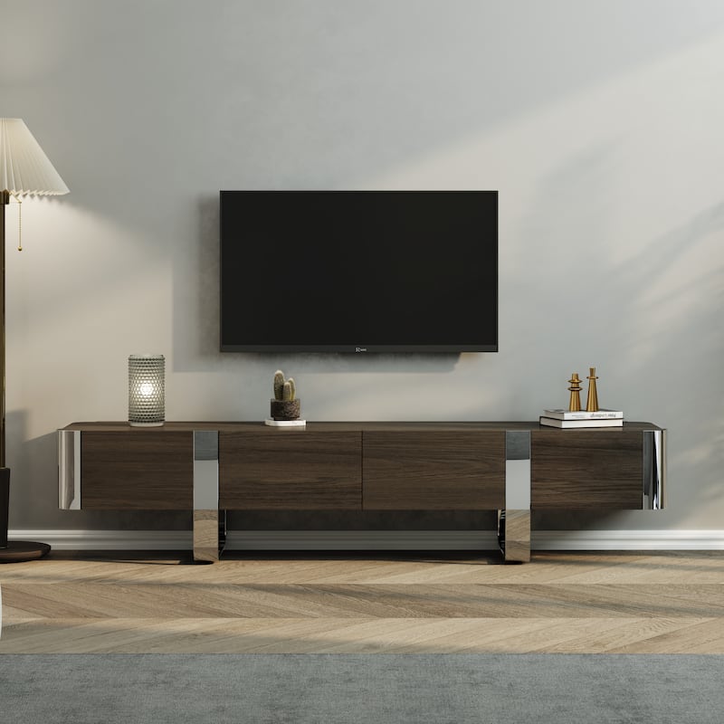 79 inch Wood TV Stand Partial Assembly Entertainment Center Modern Media Console with Drawers and Storage Cabinets