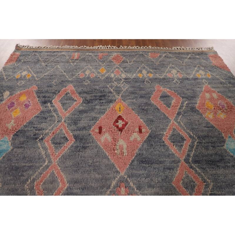 Tribal Moroccan Rug Handmade Oriental Wool Carpet - 7'10" x 10'8"