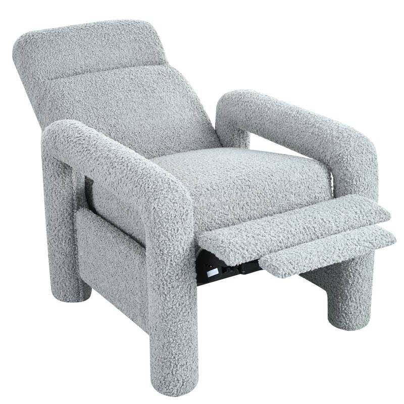 Push Back Recliner Armchair, 31.25" Teddy Upholstered Single Sofa Chair with 3-Position Adjustable Backrest for Living Room
