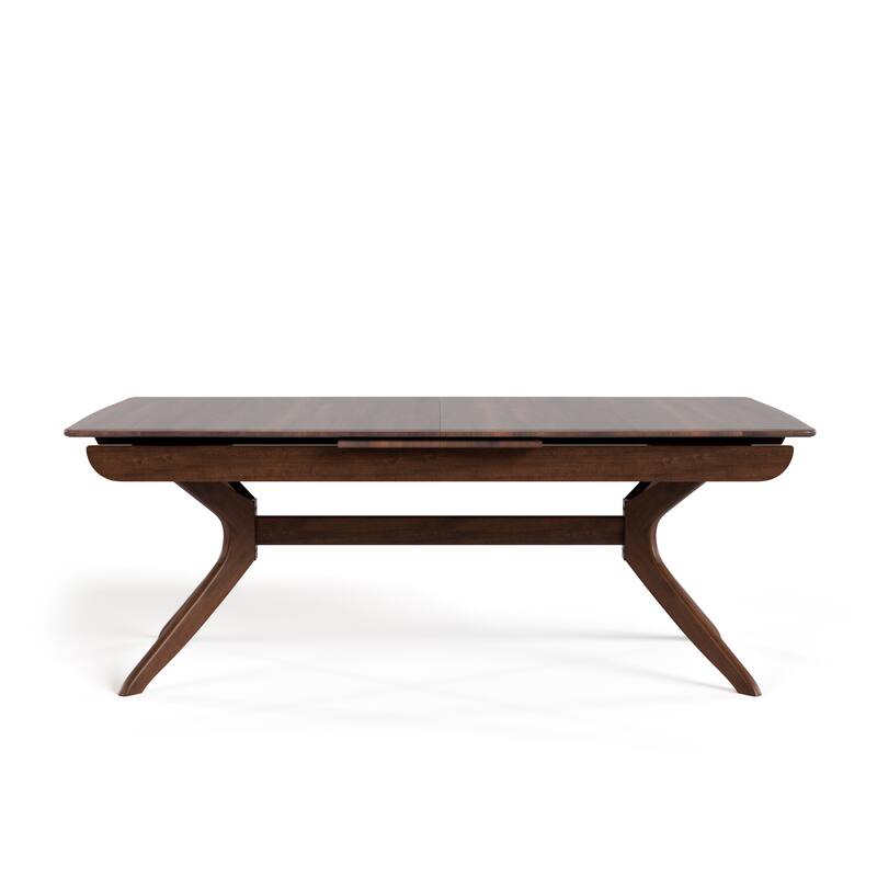 Furniture of America Abigail IV Mid-Century Modern 5-Piece Rich Walnut Solid Wood Extendable Dining Set with Self-Storing Leaf