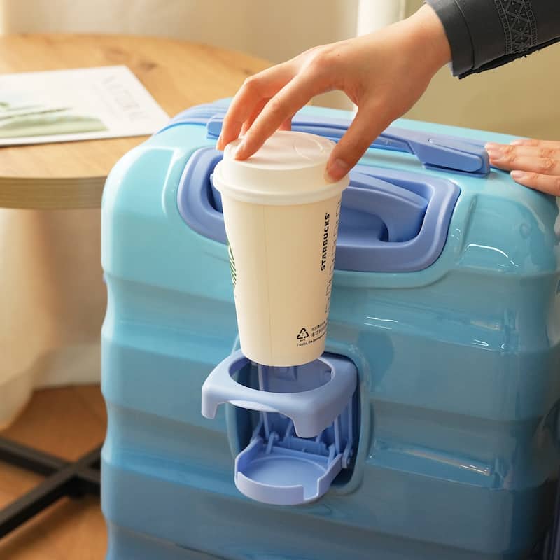 20" Carry-on Luggage with Cup Holder - Lightweight Glossy Hardshell Suitcases with Spinner Wheels, TSA Lock, 2 Piece Set