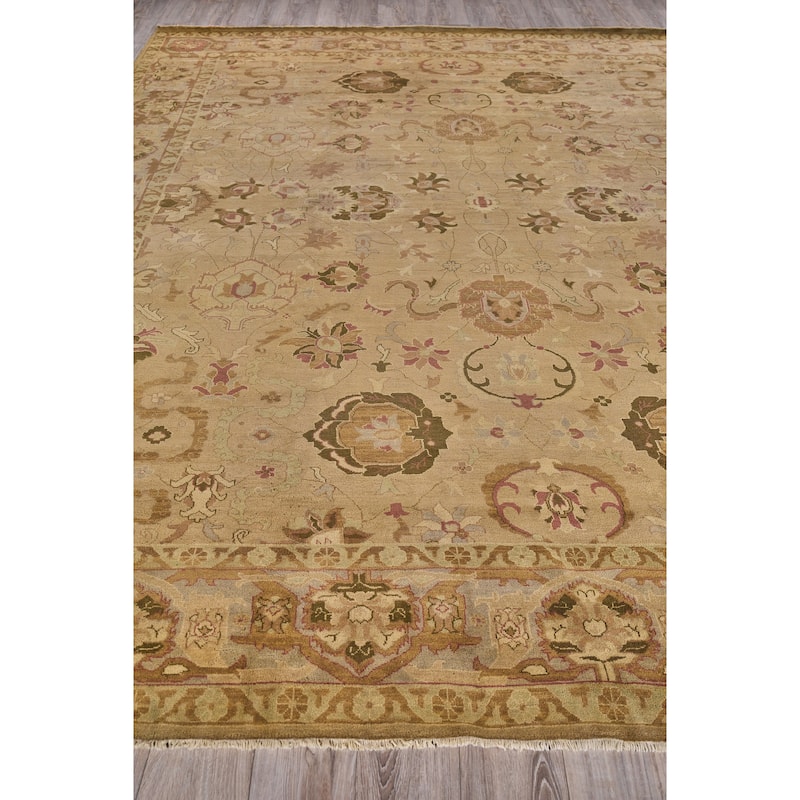 EXQUISITE RUGS ONE-OF-A-KIND Rare and Unusual Agra Hand Knotted Beige Rug - 12'8"x16'6"