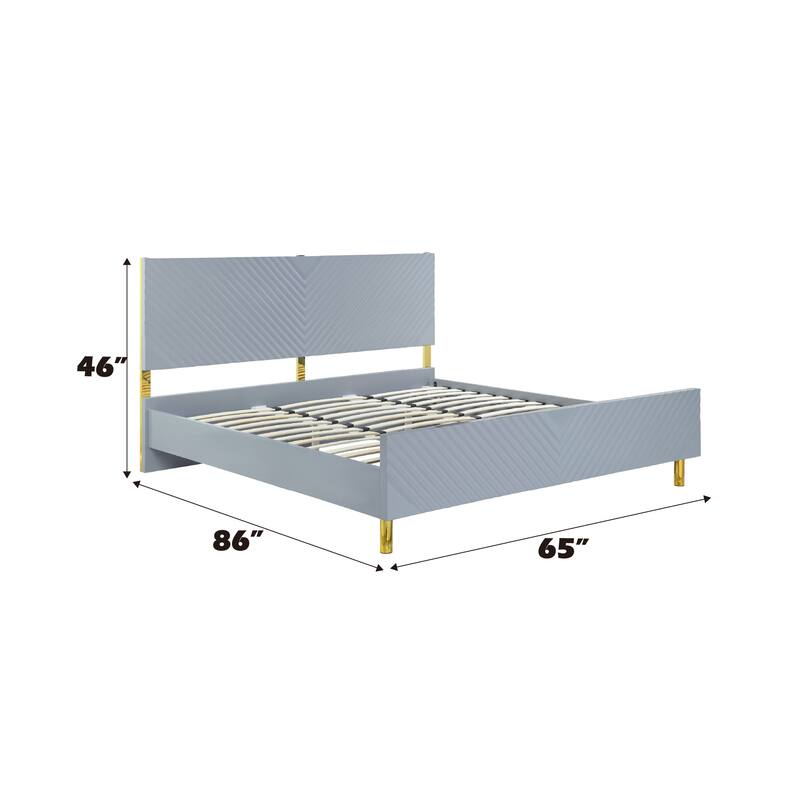Gray High Gloss Queen Bed
