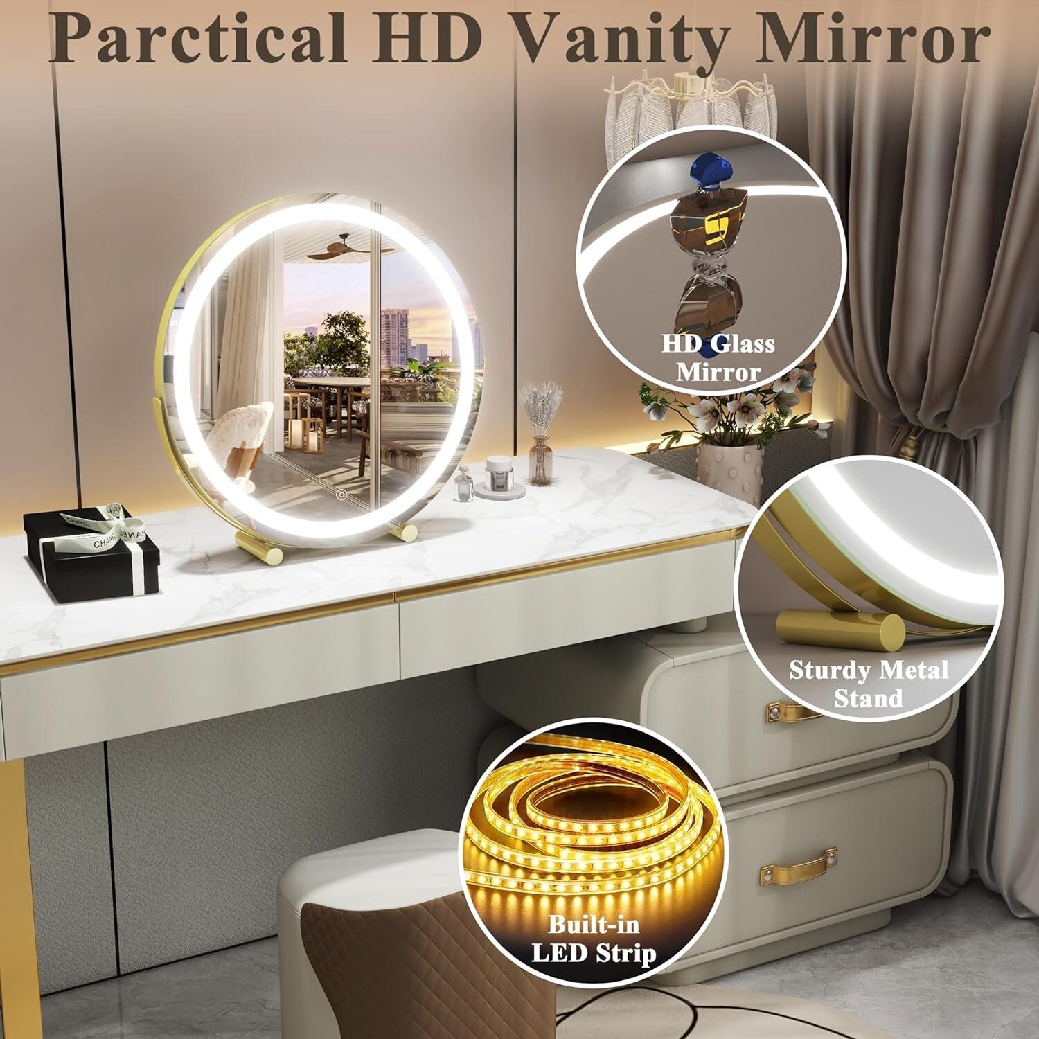 Large makeup mirror on stand sale