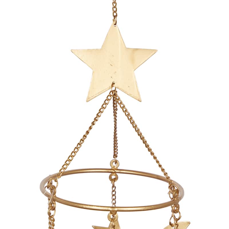 Gold Metal Indoor Outdoor Moon and Star Windchime