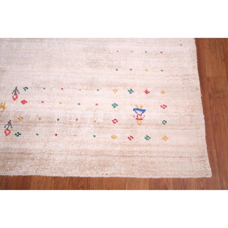 Striped Tribal Gabbeh Oriental Area Rug Handmade Wool Carpet - 7'9"x 11'9"