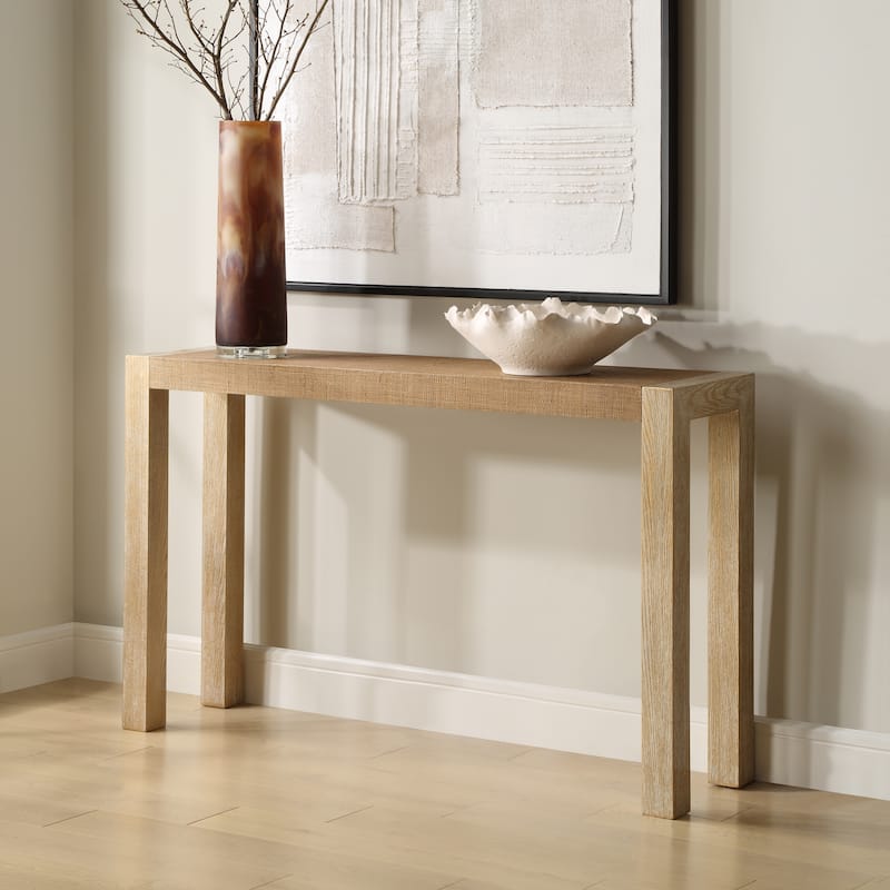 Grass Cloth Top Console Sofa Table - 52" - Brown