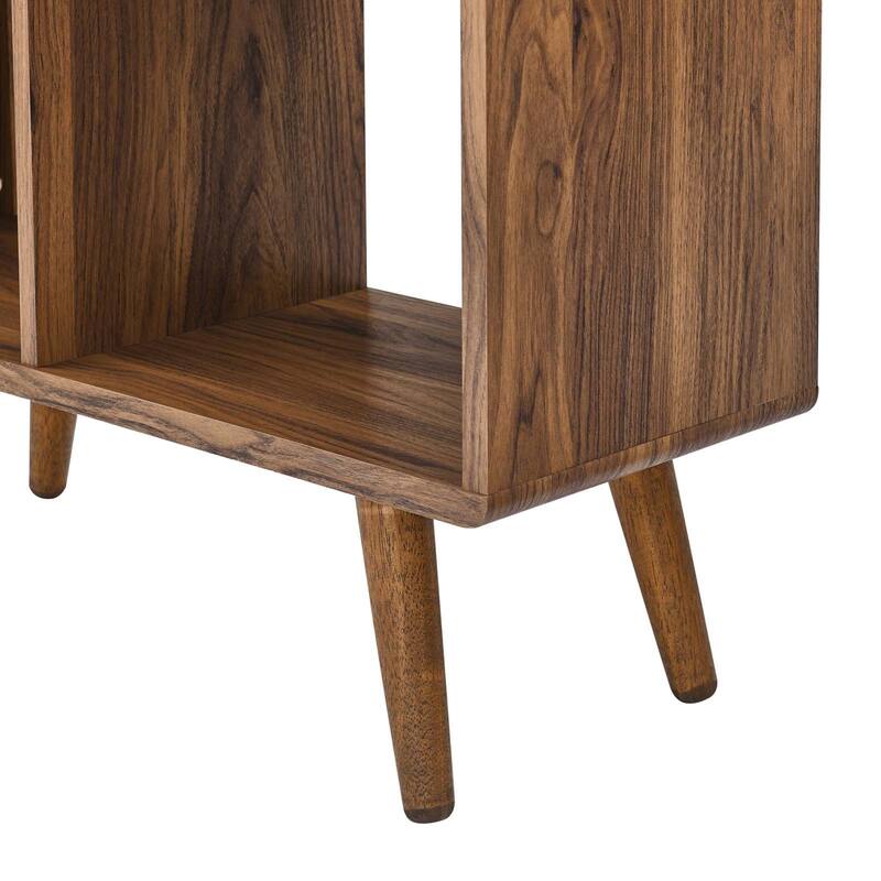 Arbor Mid-century Modern Walnut Wooden 5 Shelf Bookcase Display Cabinet
