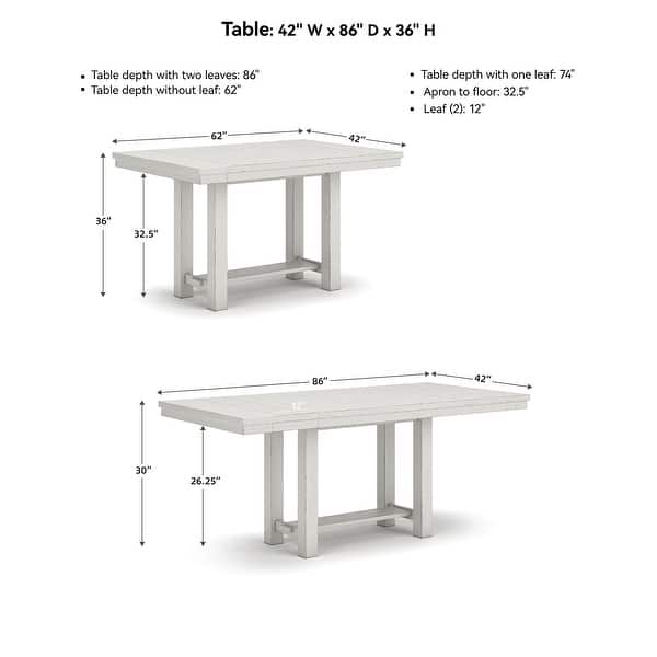 Signature Design by Ashley Robbinsdale White Counter Height Dining Extension Table - 42" W x 86" D x 36" H