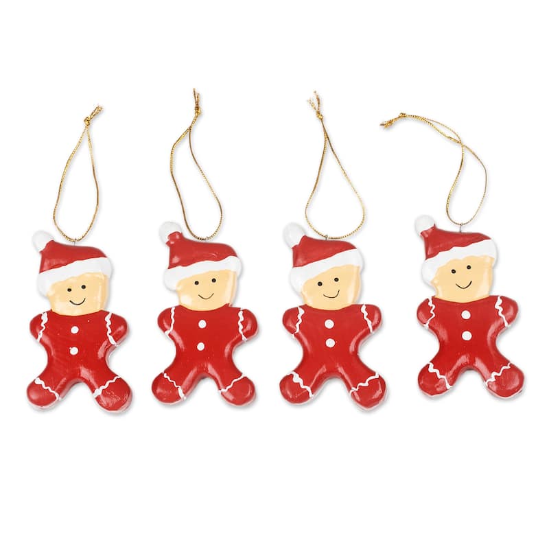 Novica Handmade Christmas Pajamas Wood Ornaments (Set Of 4)