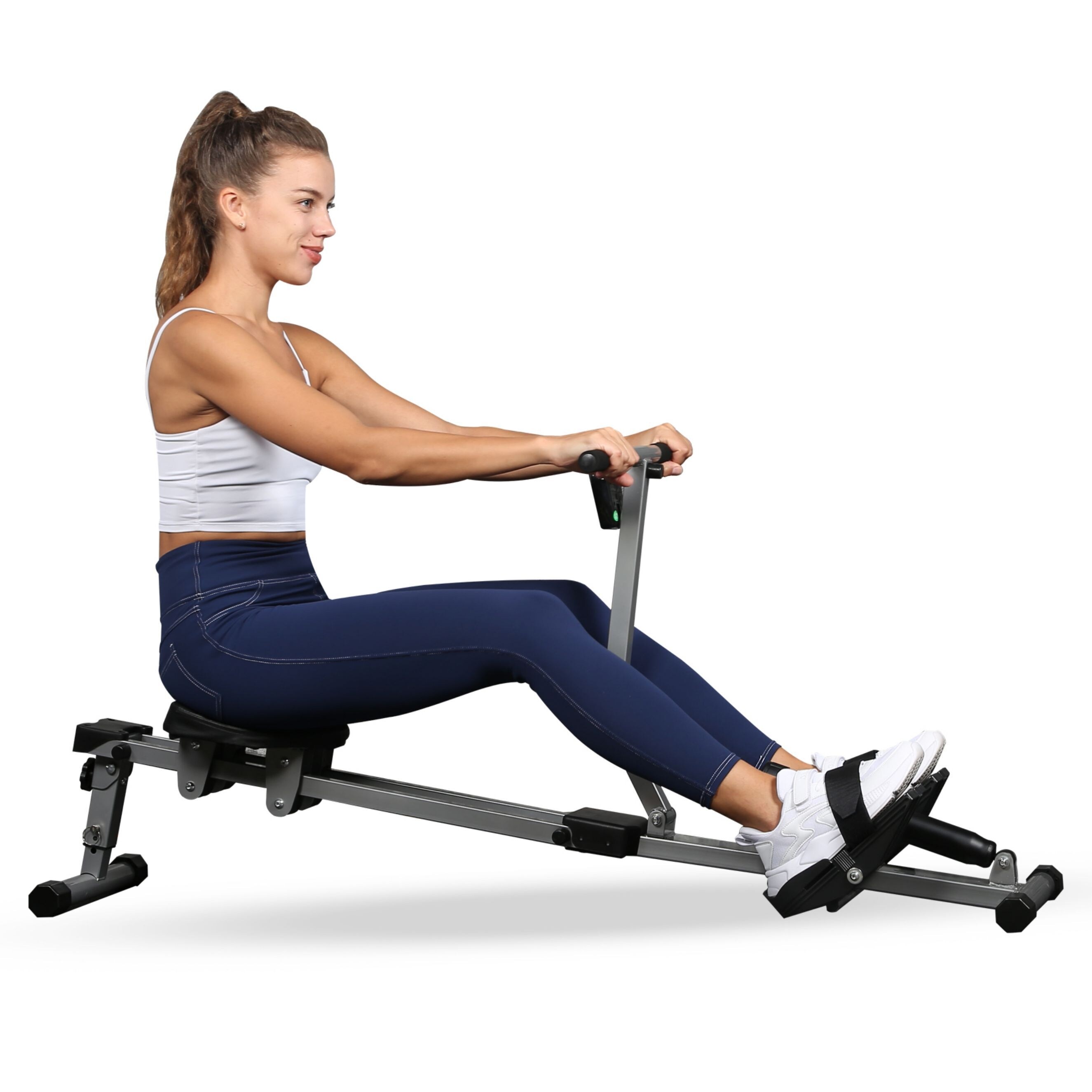 Fitness Rowing Machine Rower Ergometer with 12 Levels of Adjustable Resistance Black