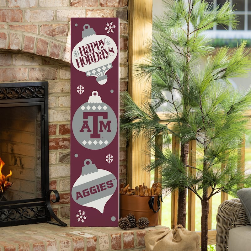 47" Double Sided Seasonal Porch Leaner, Texas A&M - 47" x 11.25" - Christmas