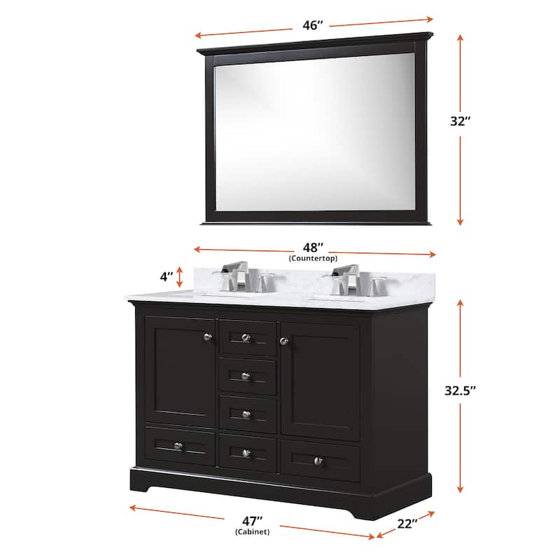 Dukes 48 in. W x 22 in. D Espresso Double Bath Vanity and Carrara Marble Top