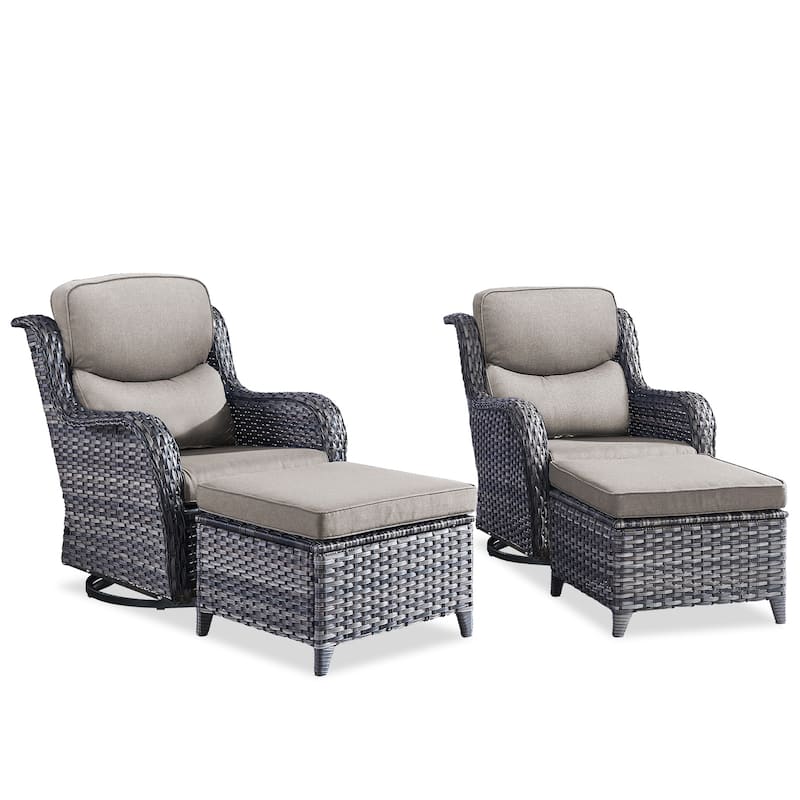 Outdoor Gliders Chairs Swivel Chair Set with 5-Inch Thick Cushions