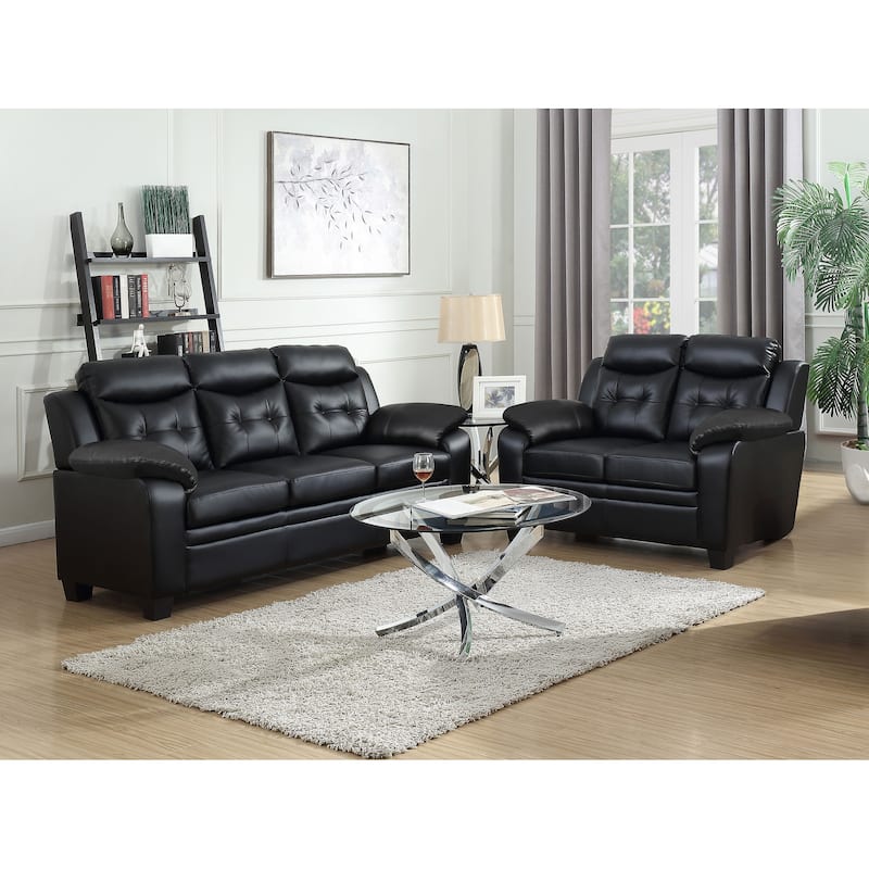 Finley Upholstered Padded Arm Tufted Sofa Set