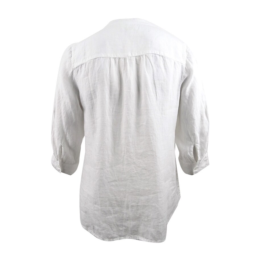 white linen shirt womens plus size
