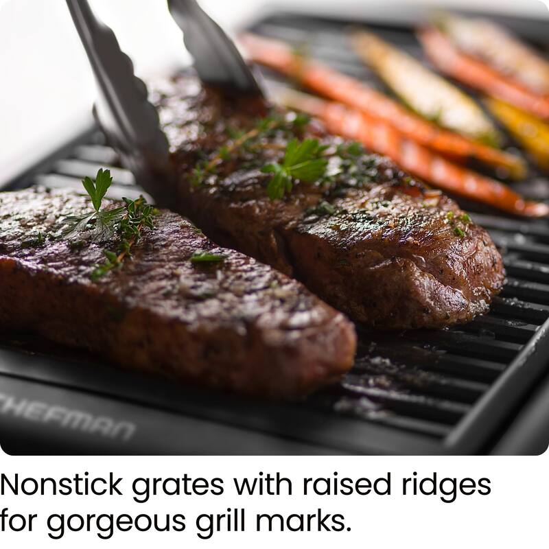 Electric Smokeless Indoor Grill w/Non-Stick Cooking Surface & Adjustable Temperature Knob from Warm to Sear