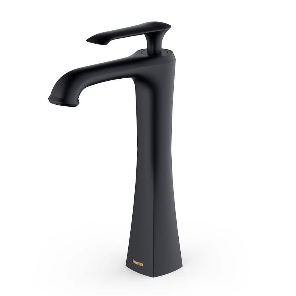 Karran Woodburn Single Hole Single Handle Vessel Bathroom Faucet with Matching Pop-Up Drain