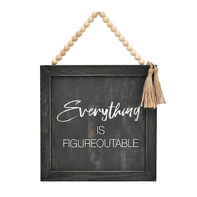Everything is Figureoutable Farmhouse Wood Bead String Hanger Decor